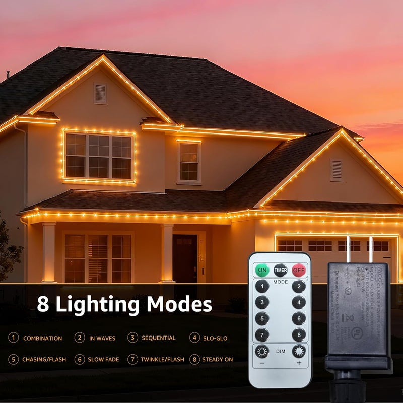 FUYO 50ft LED Rope Light with Remote 8 Modes Strip Lights with Timer & Memory 5.5mm Large Diameter Twinkle Lights for Wedding Garden Christmas Halloween Bedroom Patio Decorations(15M, Warm White) - Image 2